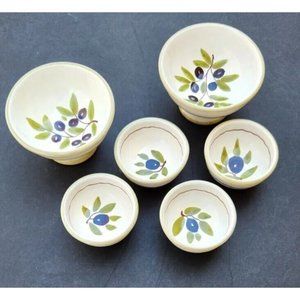 Vintage Williams Sonoma 6 Ceramiche Bowls Olive Hand Painted ITALY Pottery